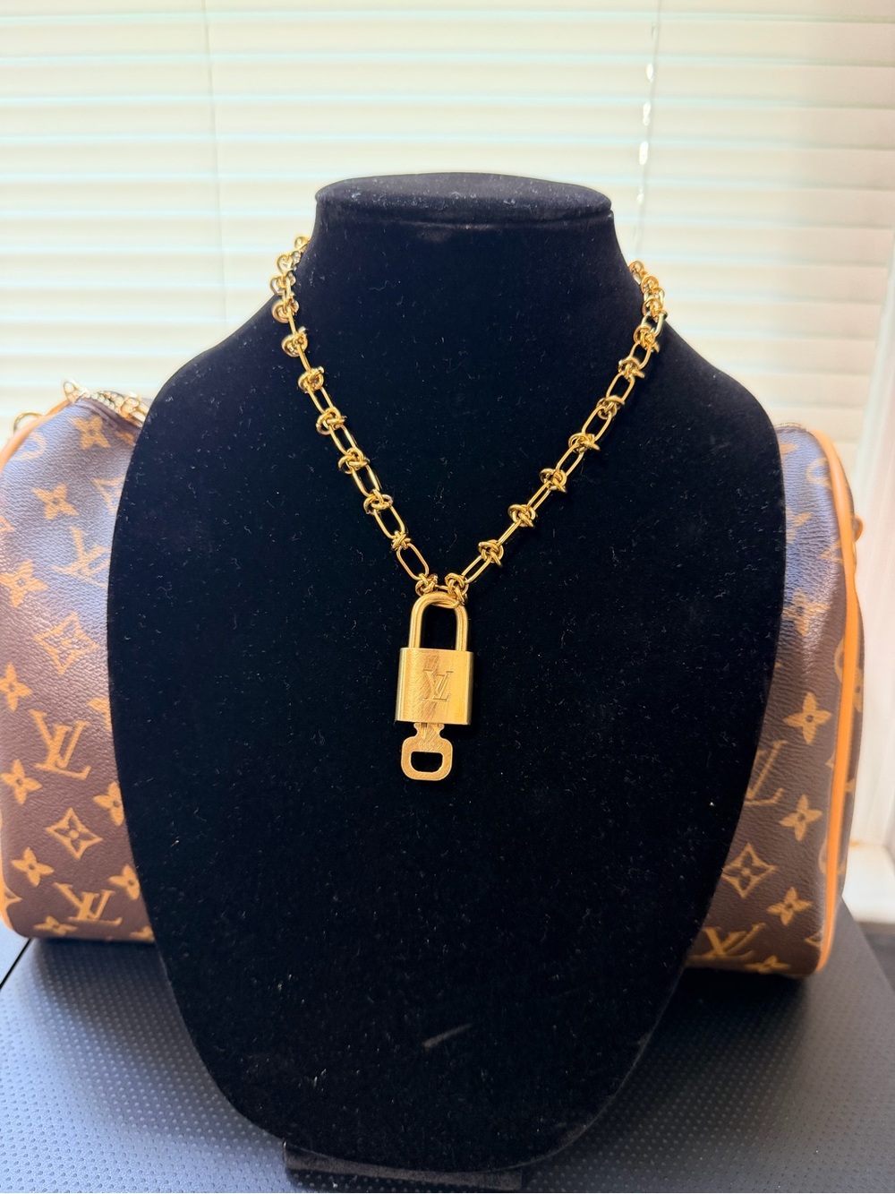 #315 Lock and Key Louis Vuitton Gold-Tone  Pendant Necklace